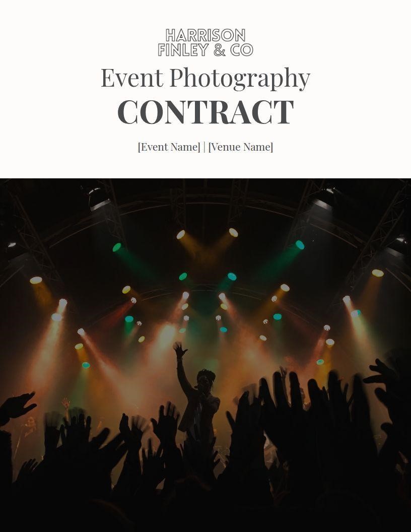 Event Photography Contract cover page